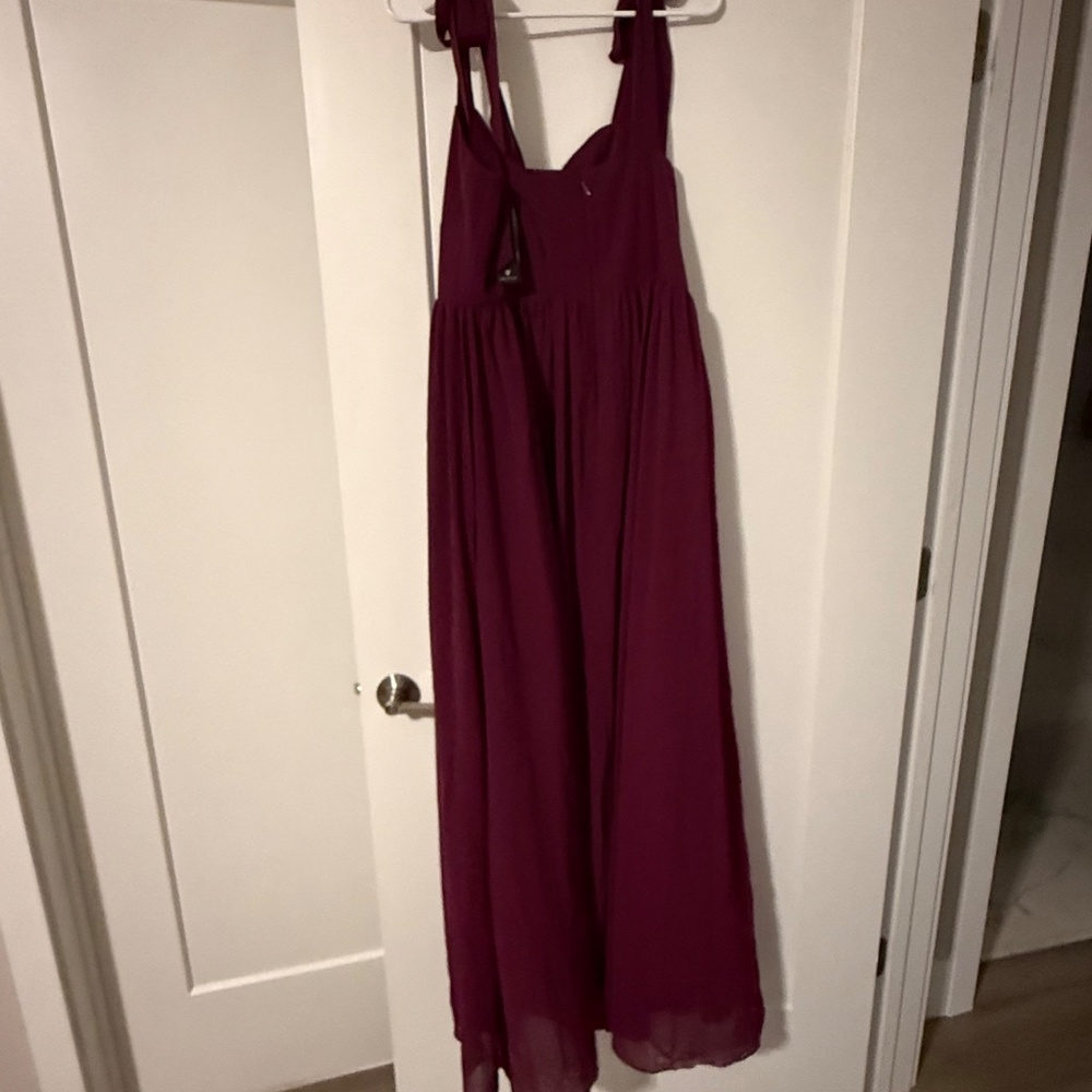 Lulus Radiant Charisma Plum Chiffon Ruched Tie-strap Maxi Dress Purple - Size XL - Picture 3 of 5